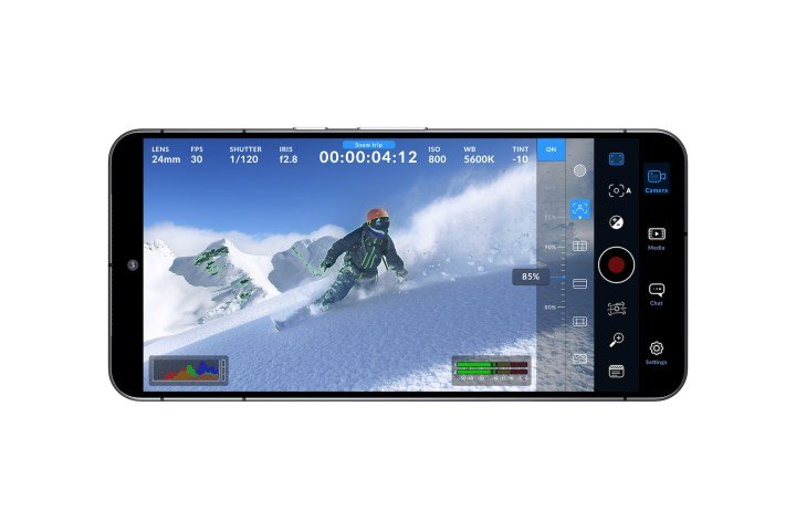 Una imagen promocional que muestra la aplicación Blackmagic Camera para Android.