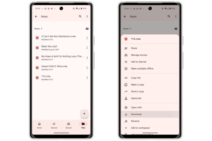 Descargar música de Google Drive en Android 14.