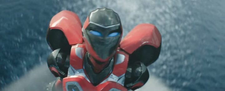 Un robot se para sobre una tabla sobre el agua.