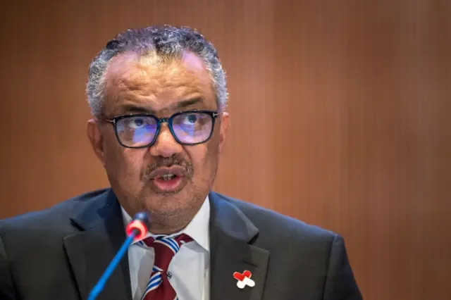 Retrato del diector de la OMS, Tedros Adhanom Ghebreyesus