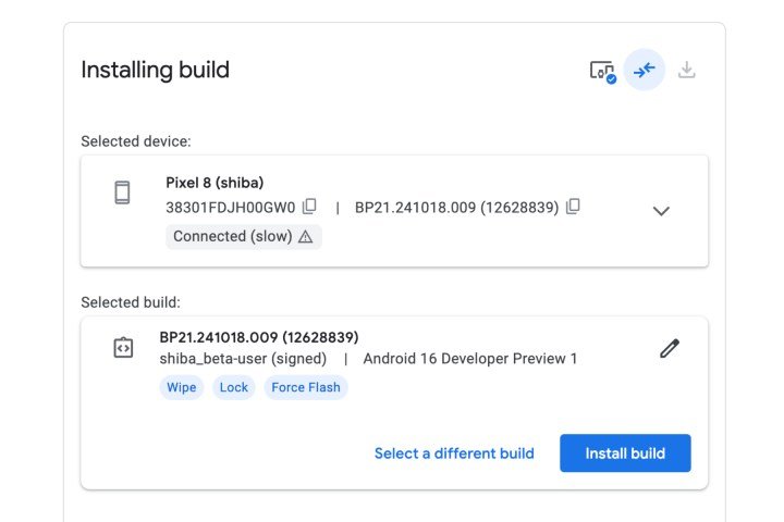 Uso de Android Flash Tool para instalar Android 16 en Google Pixel 8 Paso 6.