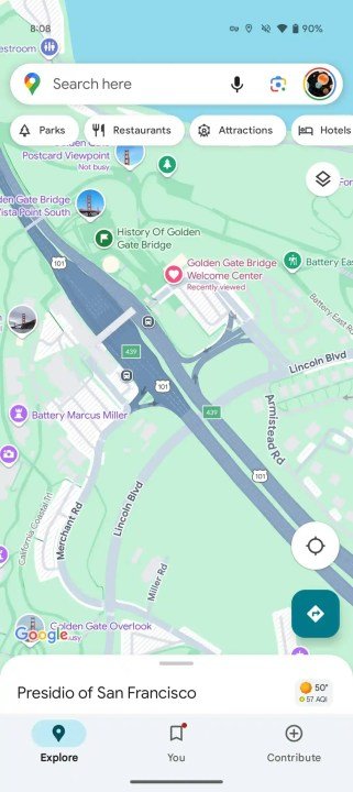 Google Maps nuevos acentos verde azulado.