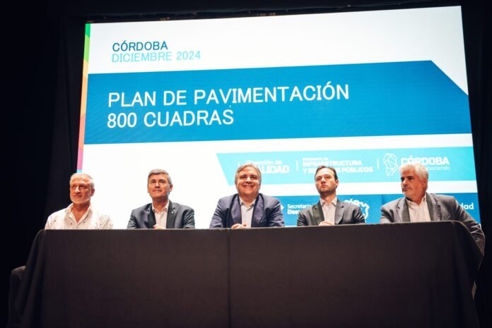 Passerini y Llaryora anunciaron 800 cuadras de pavimento y cordón cuneta para 30 barrios de Córdoba Capital
