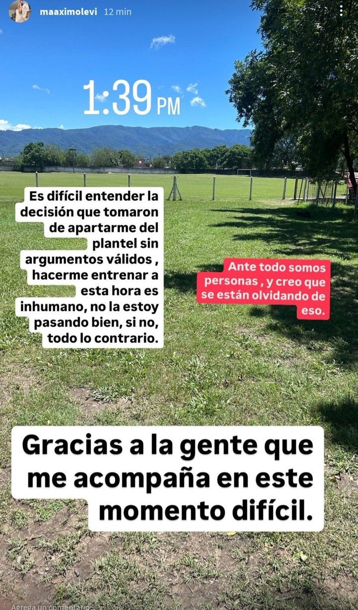 La historia de Instagram de Máximo Levi (@maaximolevi).