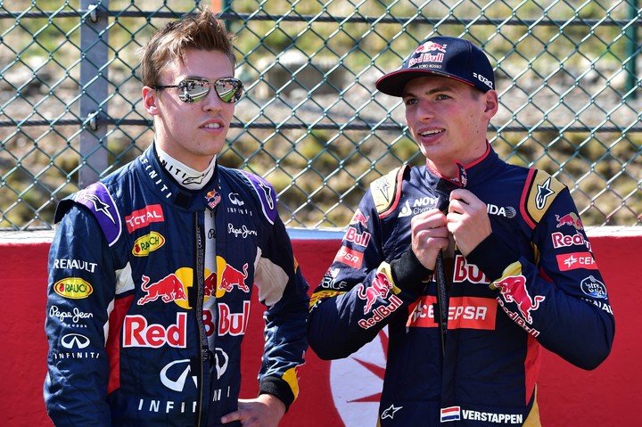 Max Verstappen y Daniil Kvyat en Red Bull. 