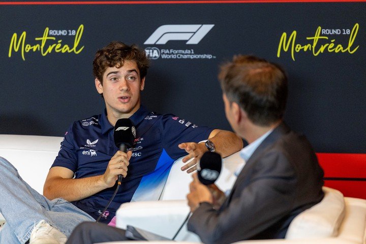 Colapinto en la conferencia previa al GP de Canadá. (EFE)