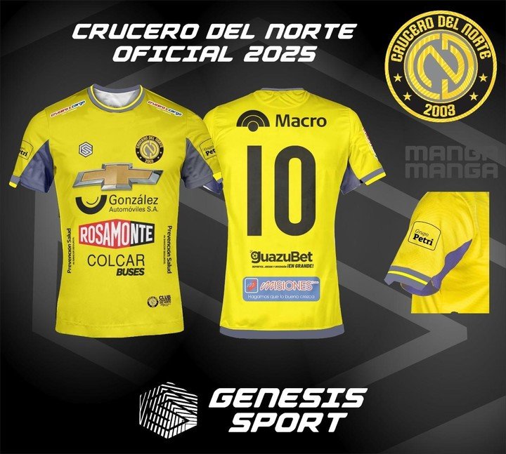 Por un tema de costos, Crucero viste una camiseta de una firma paraguaya.