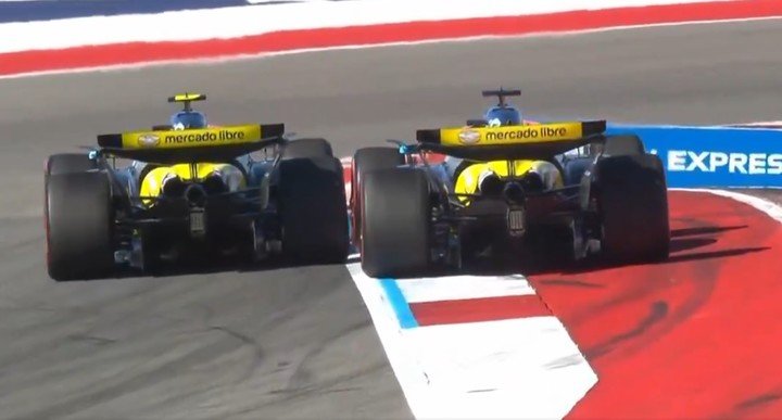 La maniobra de Franco Colapinto para pasar a Pierre Gasly en Estados Unidos.