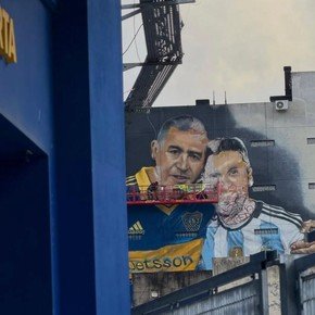 El sorprendente mural de Riquelme y Messi que se estrenará frente a la Bombonera