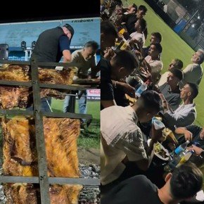 Un asado de Primera: Estudiantes de Río Cuarto celebró el ascenso con una parrillada en su cancha