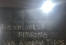 Las pintadas amenazantes en las inmediaciones de la cancha de All Boys