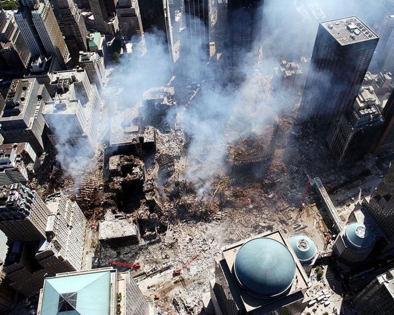 Imagen aérea de la destrucción