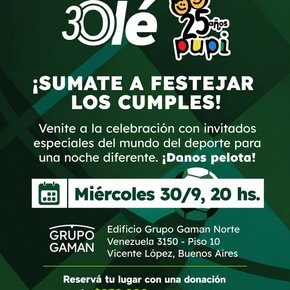 ¿Cómo comprar entradas para la celebración de los 30 años de Olé y los 25 de Fundación PUPI?