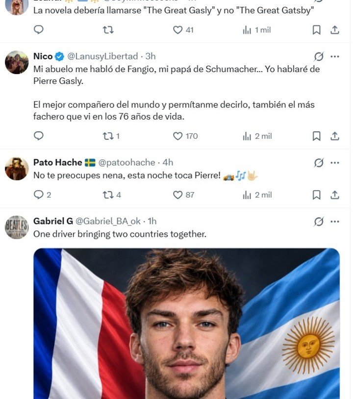 Los elogios a Gasly en su X.