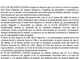 José Neris se declaró libre y profundizó la crisis con Colón en pleno inicio de temporada