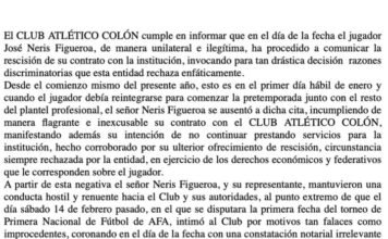 José Neris se declaró libre y profundizó la crisis con Colón en pleno inicio de temporada